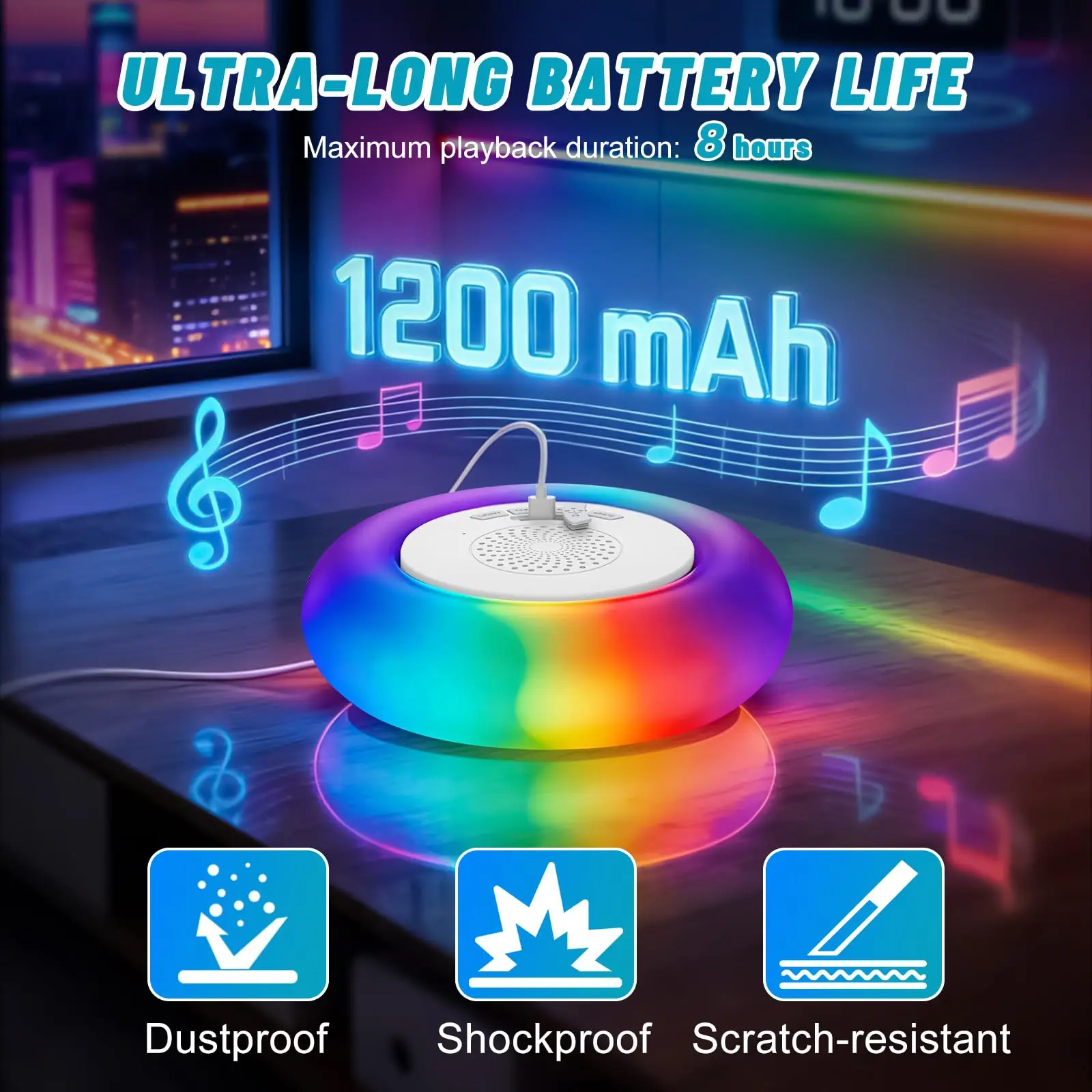 블루투스 스피커가 포함된 플로팅 풀 조명 2팩, IP68 RGB LED 2-in-1, 360 ° 수영장 스파 야외 파티를 위한 서라운드 사운드
