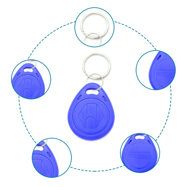 5YOA 100pcs 125KHz T5577 Keyfobs Rewritable Duplicate Tag 5200 Proximity Copy Access Card ID Token Ring RFID Cloner Keychain 5