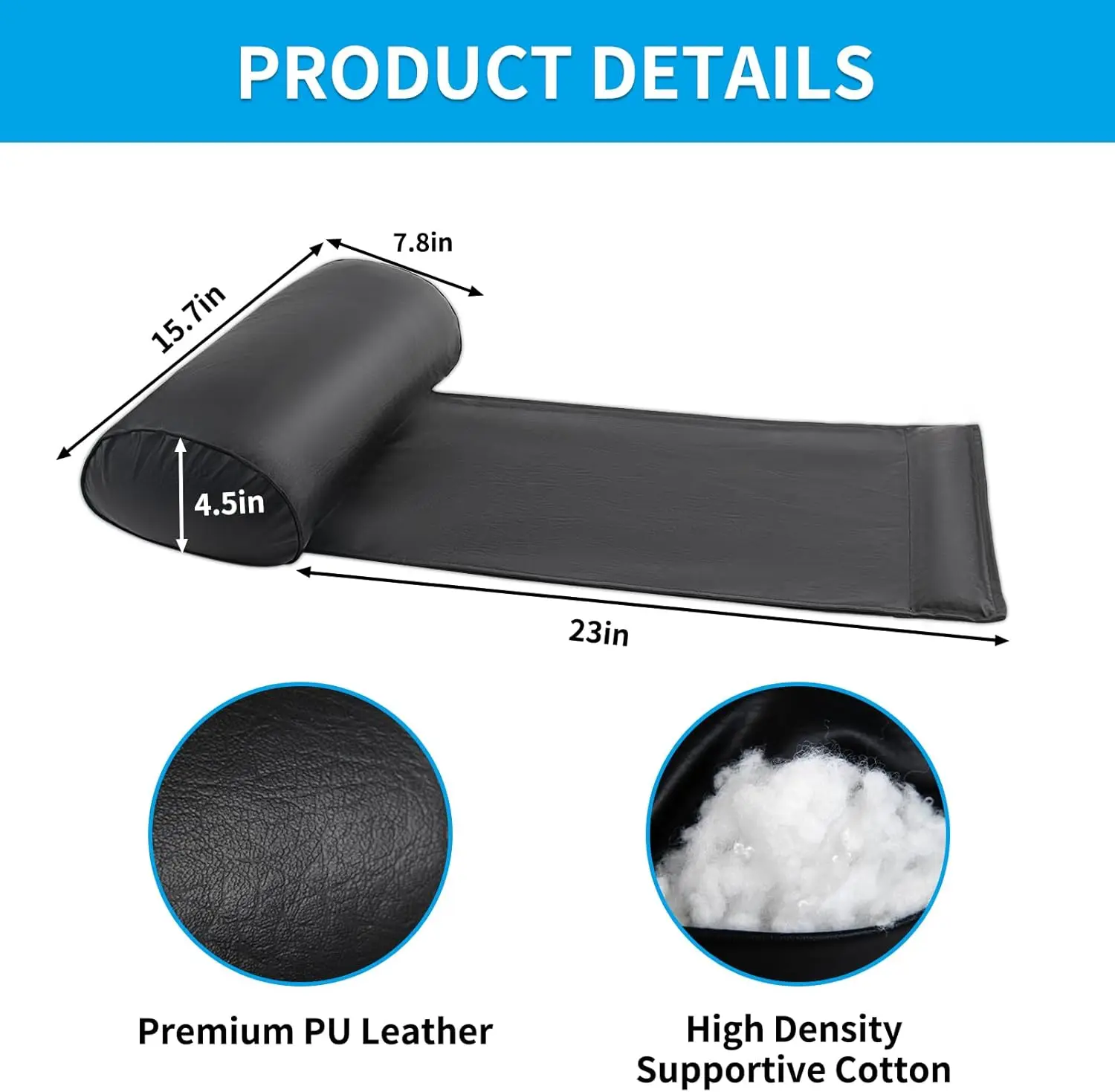 Adjustable Leather Headrest Pillow with Weighted Base for Recliner, Sofa, Chair Support-Black