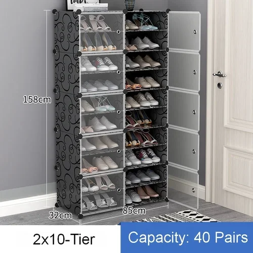 Caja de almacenamiento de zapatos transparente, estante plegable a prueba  de polvo, organizador de 6 pisos, compartimento, mesita de noche -  AliExpress