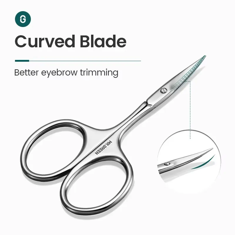 MR.GREEN Eyebrow Scissors Curved Blade Cuticle Scissors Professional Stainless Steel Manicure Trimmer Hair Remover Tool 3