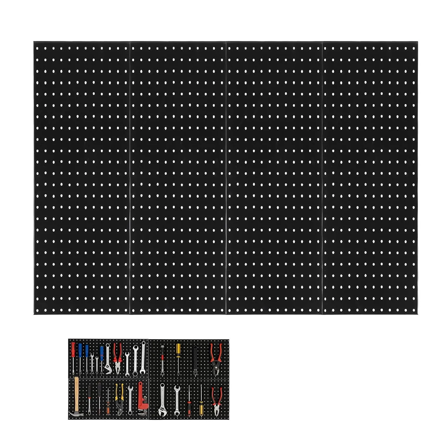 Stecktafel-Panels aus Metall, 61 x 30,5 cm, Stecktafel, Wand-Organizer, Aufbewahrungsregal mit flexiblem Layout für die Werkbank-Werkzeugaufbewahrung in der Garage – Detail 11