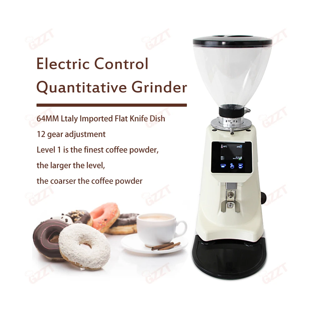 GZZT 64MM Electric Coffee Grinder Flat Knife Disc Electronic Quantitative Grinder Anti-static/Flying powder/Caking 220V 110V gzzt commercial electric coffee grinder quantitative grinder setting time uniform powder output milling maker miller