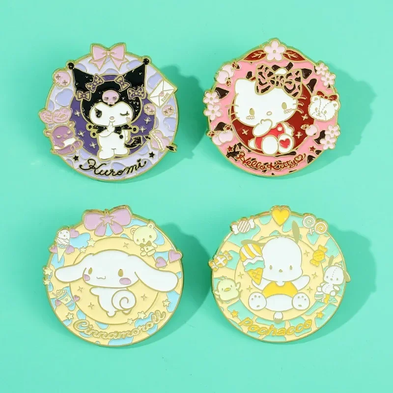

Sanrio Hello Kitty Broochs Anime Action Figures Kuromi Cinnamoroll My Melody Clothings Backpack Decoration Models Children Gifts