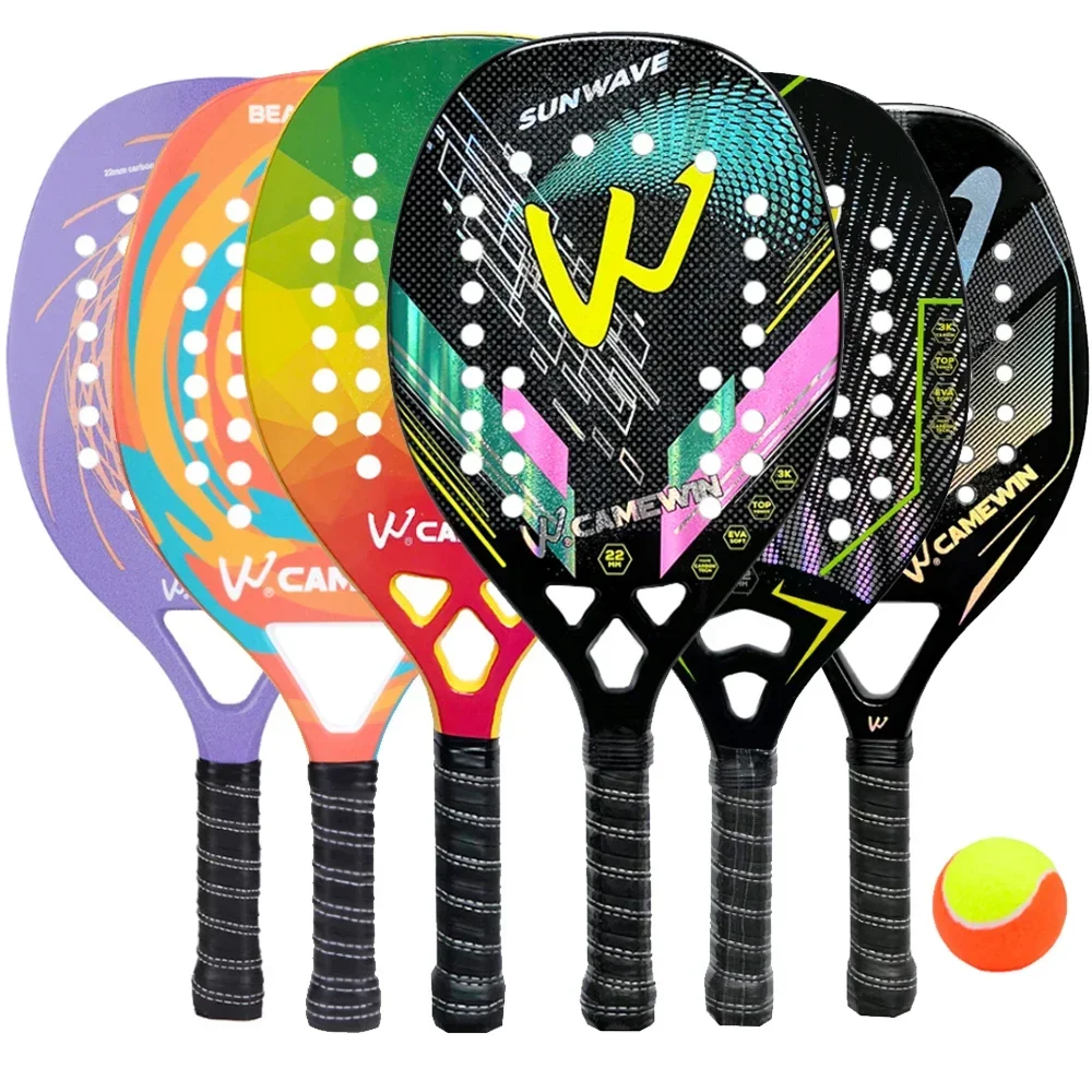 3K Carbon and Glass Fiber Beach Tennis Racket Soft Rough Surface Set with Bag and Ball