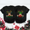 Custom Name Reindeer Matching Christmas Family Shirt Graphic Tees for Family Personalized Holiday Xmas Dad Mom and Me Shirts 5