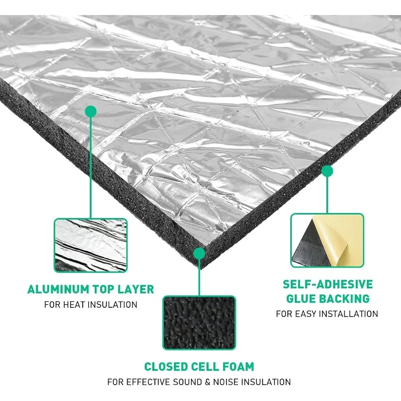 Enhanced Automotive Thermal and Acoustic Insulation Mat - Aluminium Foil Heat Barrier, 5mm/10mm Thickness