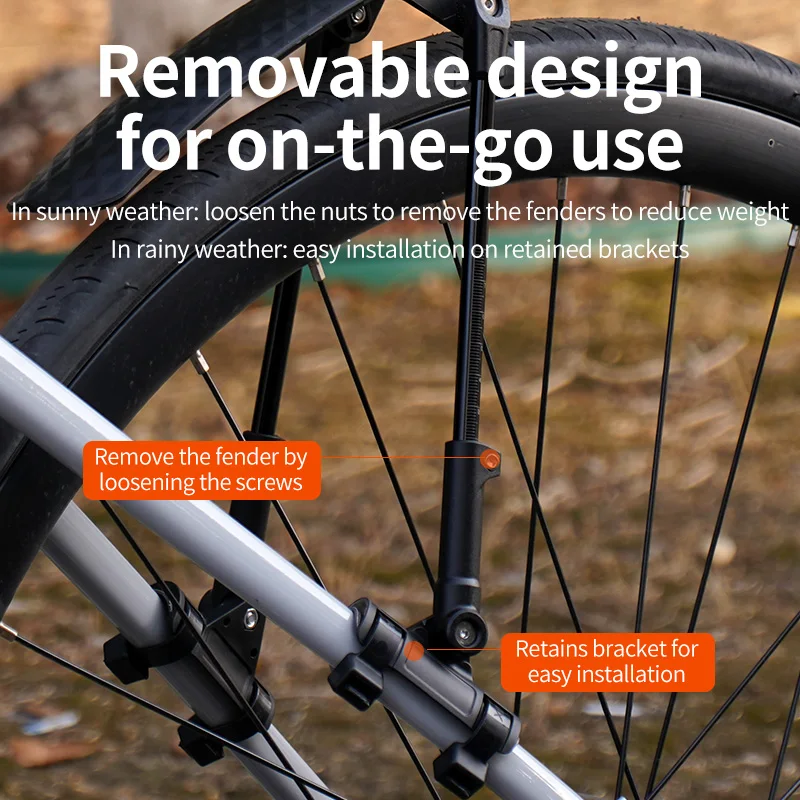 Rrskit Road Bicycle Mudguard Extended Adjustable Rainproof Board Flat Handle Cycling Quick Dismantling 700c Mud Removal