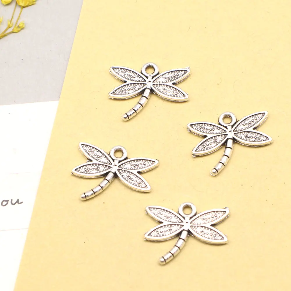 

10pcs 13x18mm Dragonflies Charms Pendant Diy Findings For Diy Ladies Jewelry Antique Silver Color