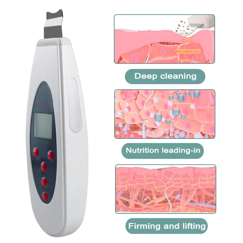 Ultrasonic Skin Scrubber Cleanser Face Cleaning Acne Removal Galvanic Facial Spa Ultrasound Peeling Clean Tone Lift LW006 Facial Scrubber