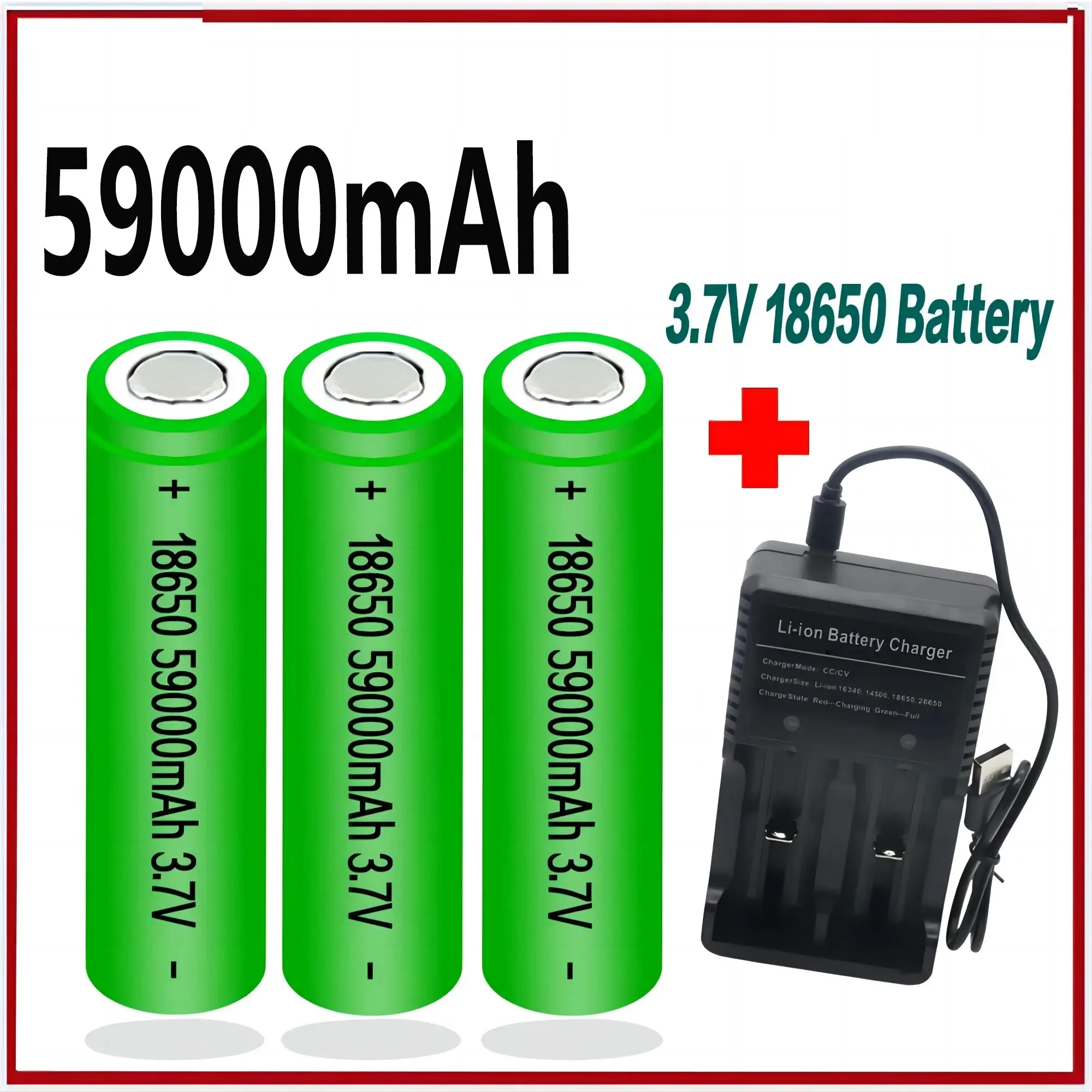 18650 Batteria 59000Mah 3.7V Batteria Ricaricabile Al Litio Per Torcia Elettrica Celle Di Ricarica + Caricatore Spedizione Dalla Russia