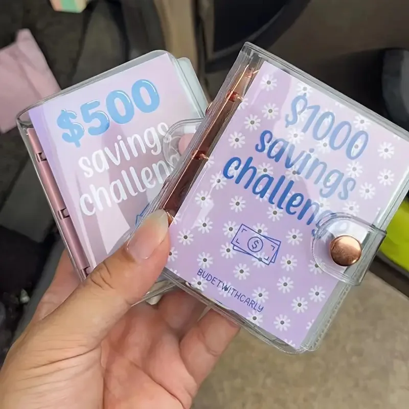 

Mini Binder Saving Challenge Budget Enveloppe Wallet 150/300/500/1000 Dollars Cash Binder Organizer Loose-Leaf Notebook Planner