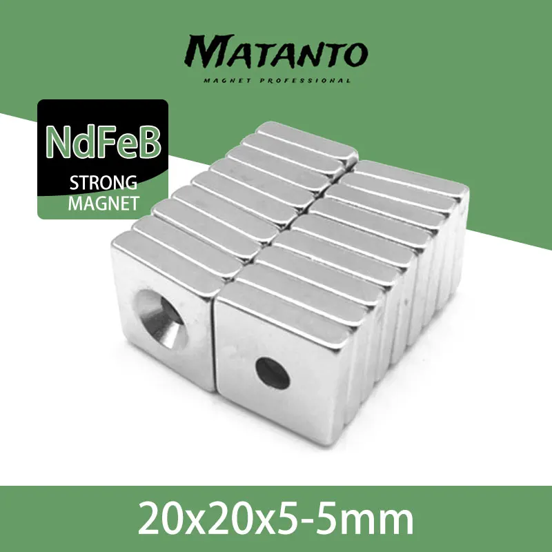 

2/5/10/20/30PCS 20x20x5-5mm Countersunk Block Powerful Strong Magnetic Magnets 20x20x5-5 mm Square Neodymium Magnet 20*20*5-5