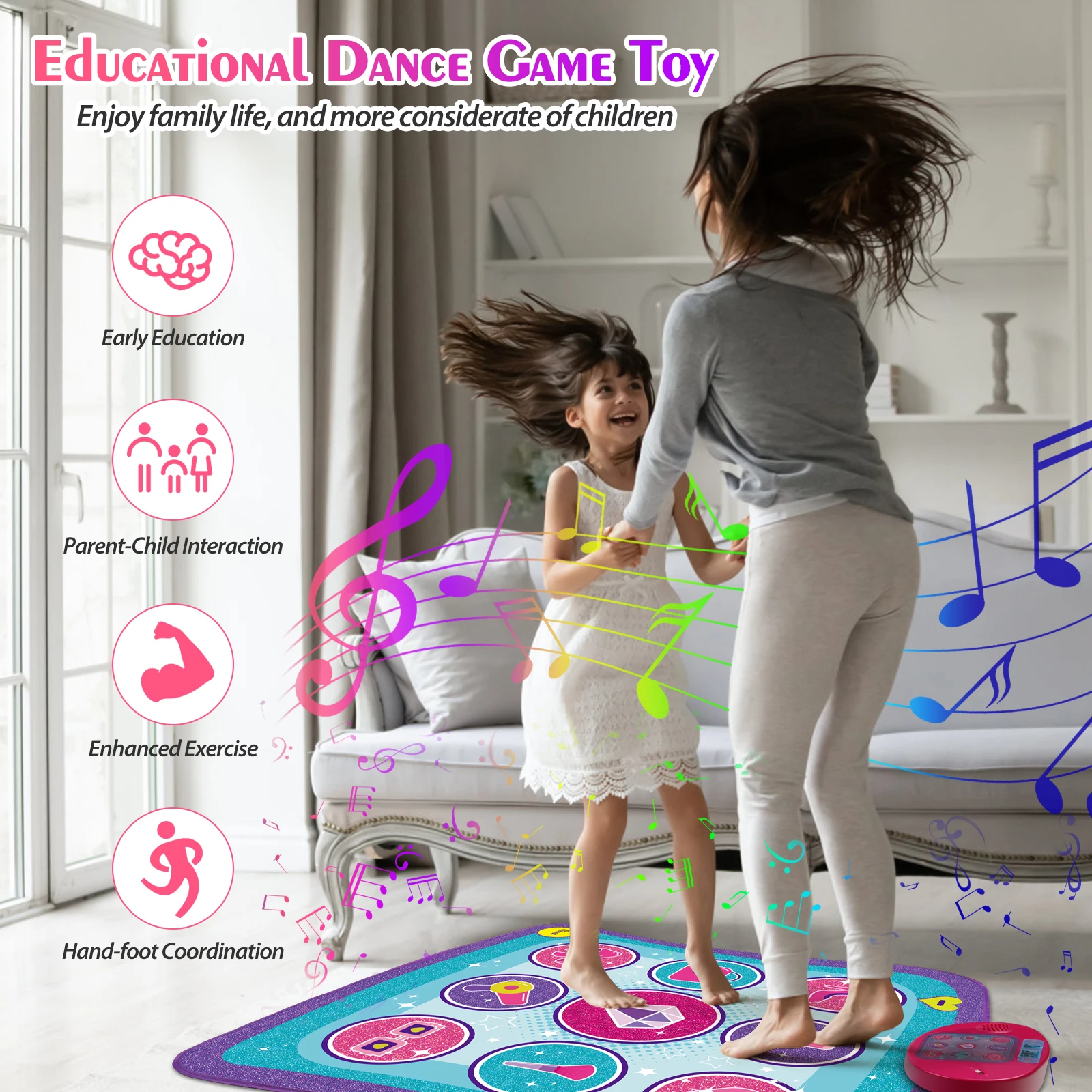Dance Mat, Gifts Toys for Girls 3 4 5 6 7 8 Years Old, Frozen Theme Toys, Dance Pad with 7 Game Modes, 5 Challenge Levels