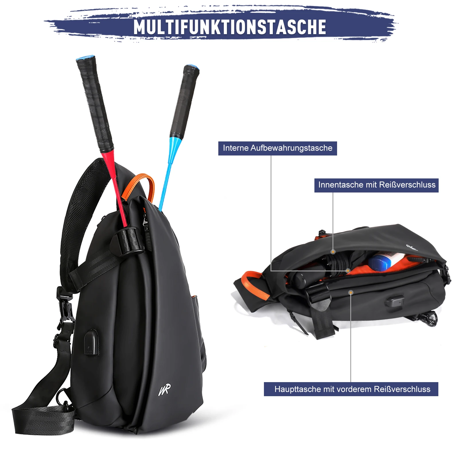 Men's Motorcycle Chest Bag Waterproof Cycling Bag Chest Pack Leisure Shoulder Bag, Travel Backpack for Hiking, Cycling, Travel