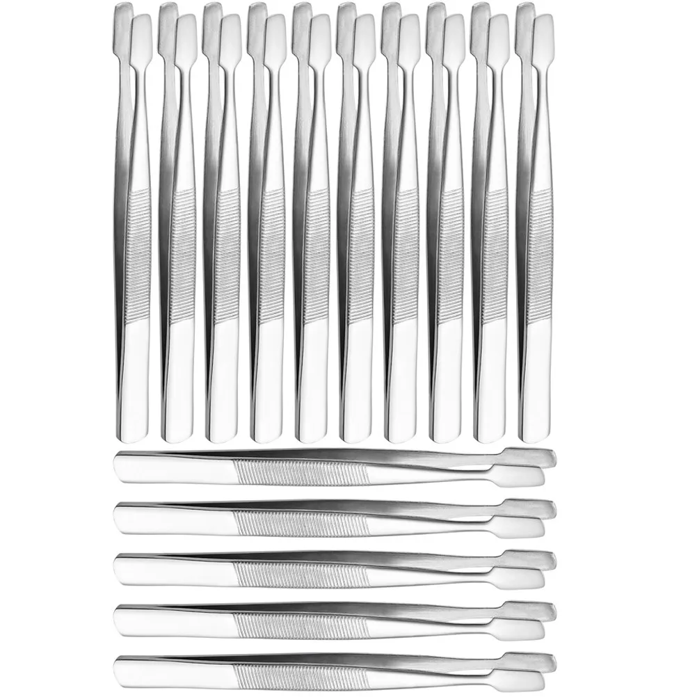 15Pcs 속눈썹 핀셋 가짜 속눈썹 어플리케이터 스테인레스 스틸 강력한 긴 핀셋 공예 스탬프 수집 보석 도구