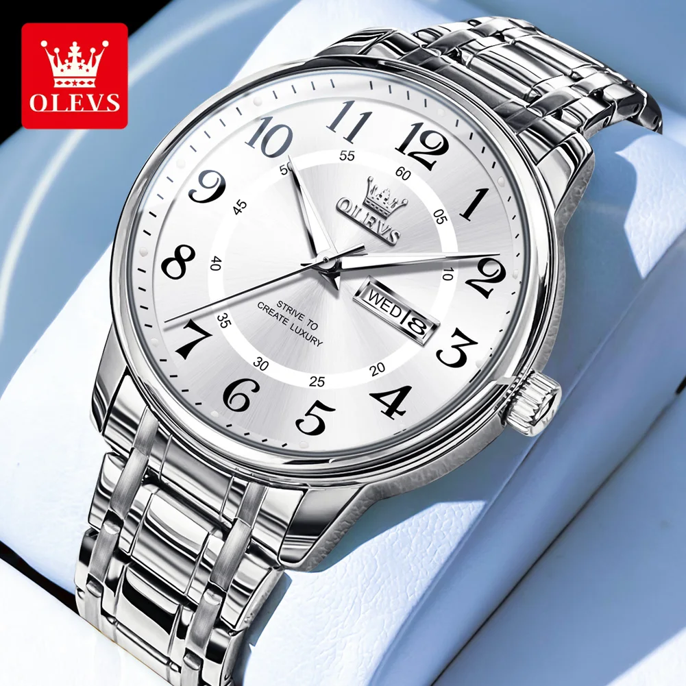 ساعة يد أوليفس-ساعة يد كوارتز للرجال ، شاشة تقويم...