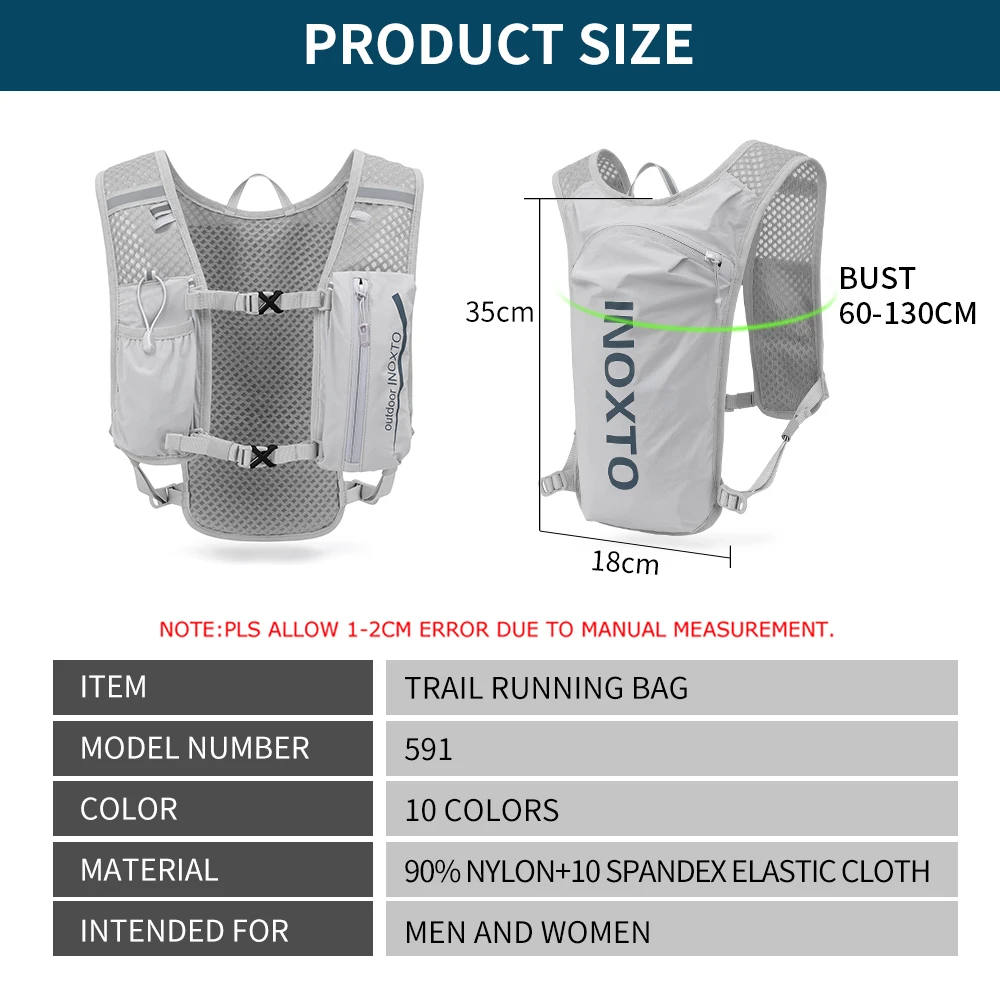 INOXTO-mochila impermeable para correr, chaleco de hidratación