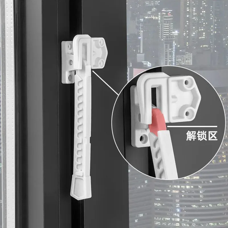 Adjustable Wind Brace Protector Wind Hook Latches Plastic Steel Windows Support Child Proof Door Blocking Lock Limiter