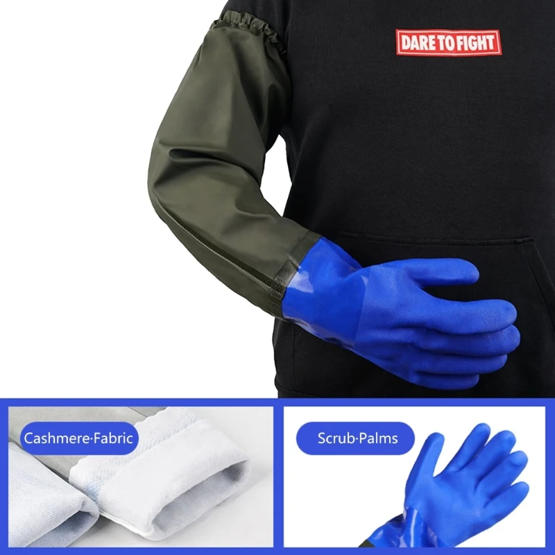 Extended Length Long Waterproof Rubber Gloves Resist Acid, Alkali & Oil, Shield Your Arms from Water and Scratches 4
