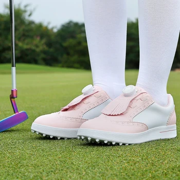 PGM 극세사 가죽 여성용 골프웨어 신발, 탈착식 스터드, 방수 미끄럼 방지 회전 신발 버클, 캐주얼 스포츠 신발