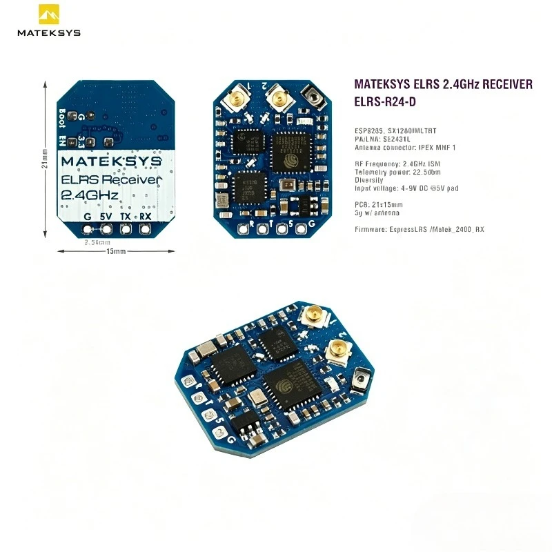 Récepteur ELRS 2.4G MATEKSYS ELRS-R24-D CRSF pour drone FPV
