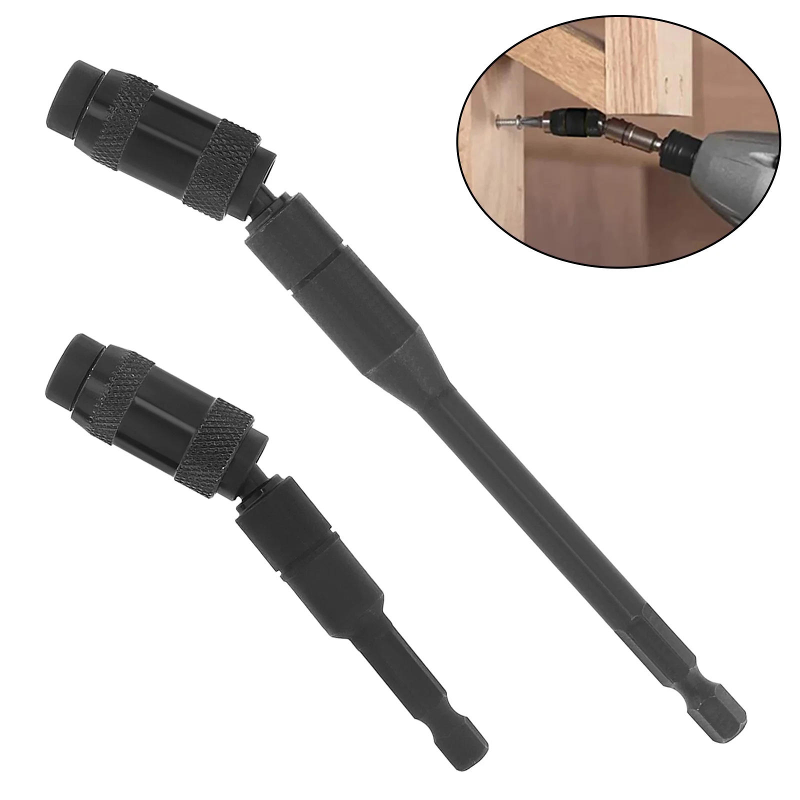 

2pcs/set Magnetic Bit Tip Holder 1/4 inch Hex Shank Extension Rod Quick Release Pivot Drill Bit Universal Rotation Driver Socket