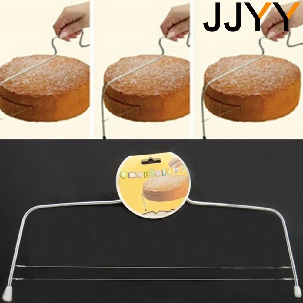 JJYY 조절 가능한 DIY 더블 빵 칼, 내구성 레벨러, 스테인레스 스틸 케이크 베이킹 도구, 주방 도구