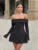  Off-shoulder Long Sleeve Sexy Mini Dress For Women Two Pocket Strapless Backless A-line Club Party Sexy Dress Elegant