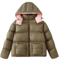 Femmes décontracté à capuche col montant coton manteau Chic à manches longues col en v fermeture éclair ample doudoune 2026 dame hiver rue vêtements d'extérieur 6