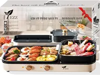 Hot Pot with Grill,Indoor Hot Pot 2 in 1 Multi-function Smokeless Shabu-Shabu Hotpot Korean BBQ Grill for Simmer,Separate Dual T 1