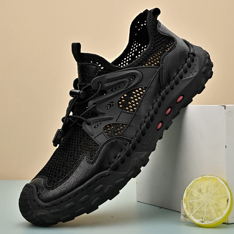 

Summer Mesh Breathable Golf Shoes Men's Fashion Walking Shoes Sand Black Golf Shoes Men's Outdoor Fitness Sports Shoes