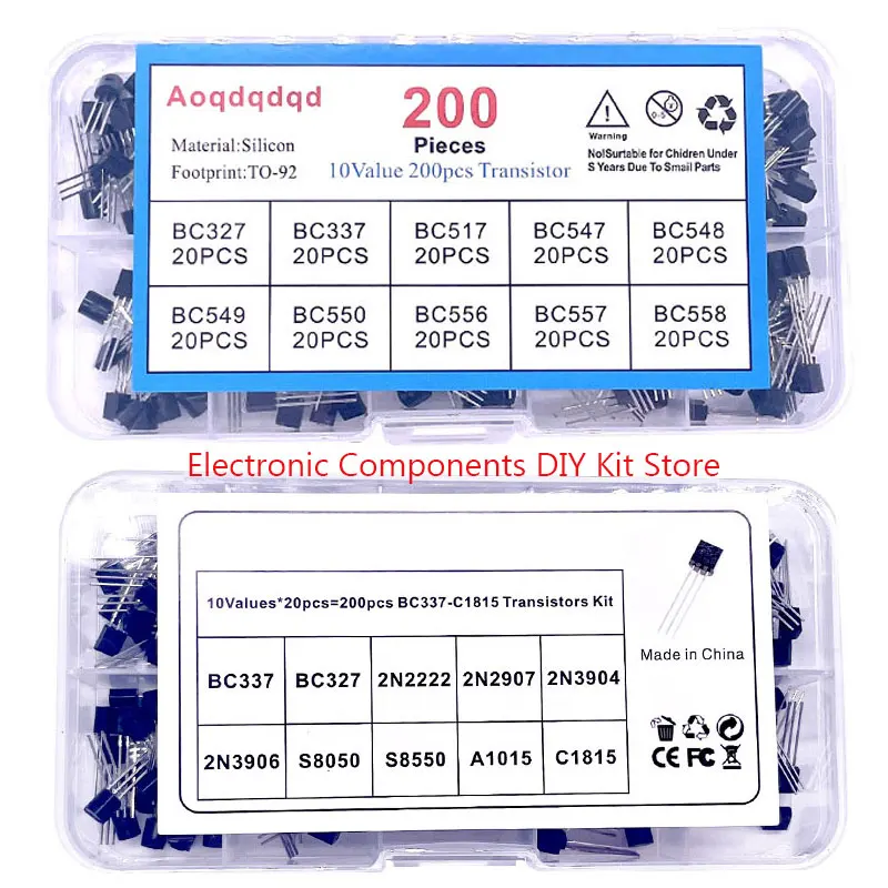 10 kinds of TO-92 specifications mixed 200 triode PNP NPN transistor kit Component box 2n222 BC337 BC327
