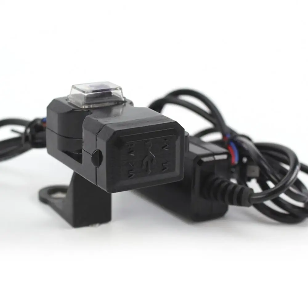 방수 듀얼 USB 오토바이 핸들 바 충전기 소켓, 스위치 및 마운트, 오토바이 전자 액세서리, 12V