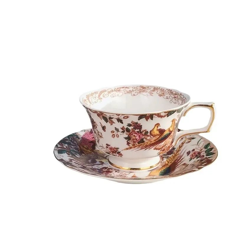 Chinese Style Bainiao Chaofeng Coffee Cup Plate Ceramic Western Food Plate European Light Luxury Afternoon Tea Cup Vajilla