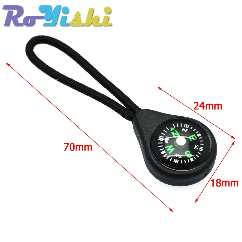 5 Pcs/Pack Compass Zipper Pull With Strap For Backpack Gym Suit Garment Accessories Black