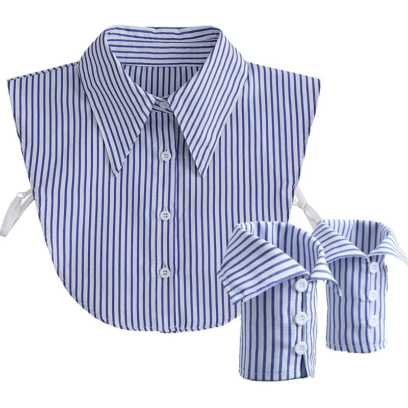 Men's Shirts Fake Collar Fake Cuff Sets Removable Half Shirt Collar+Sleeved Formal Wear Shirt Detachable Collar Set fake collar detachable collar shawl men accessories set