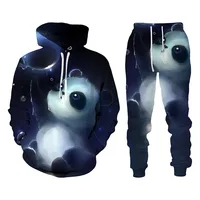 Automne Animal mignon Panda 3D sweat à capuche imprimé costume hommes sweats pantalons de survêtement décontracté mode deux pièces survêtement ensemble homme vêtements 5