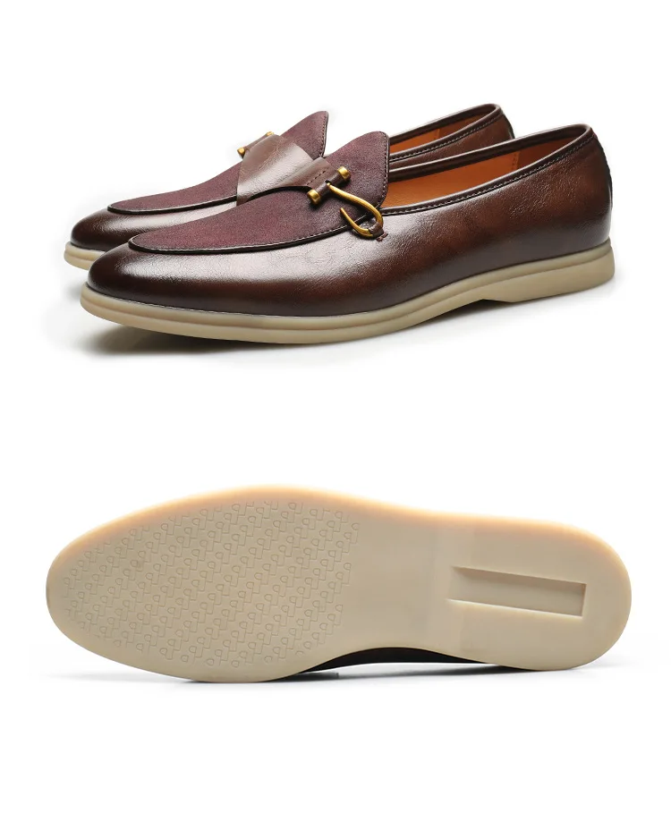 Brand Men's Casual Leather Shoes Mens Fashion Patchwork Party Wedding Loafers Moccasins Men Slip-on Comfortable Driving Flats