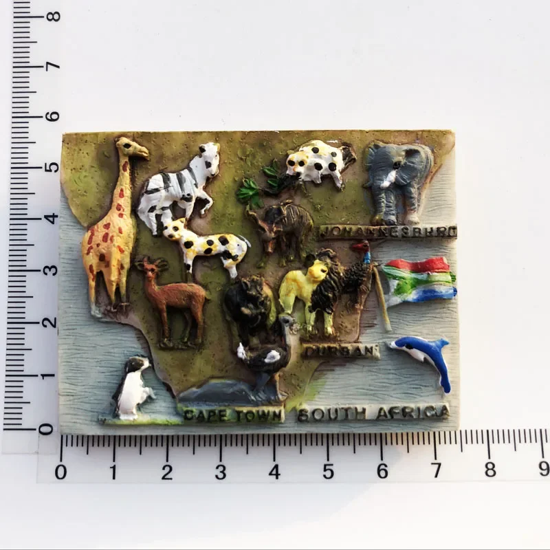 South Africa 3D Animal Tourist Souvenirs Fridge Magnet Refrigerator Sticker Africa's Big Five Resin Painted Crafts Gift Idea