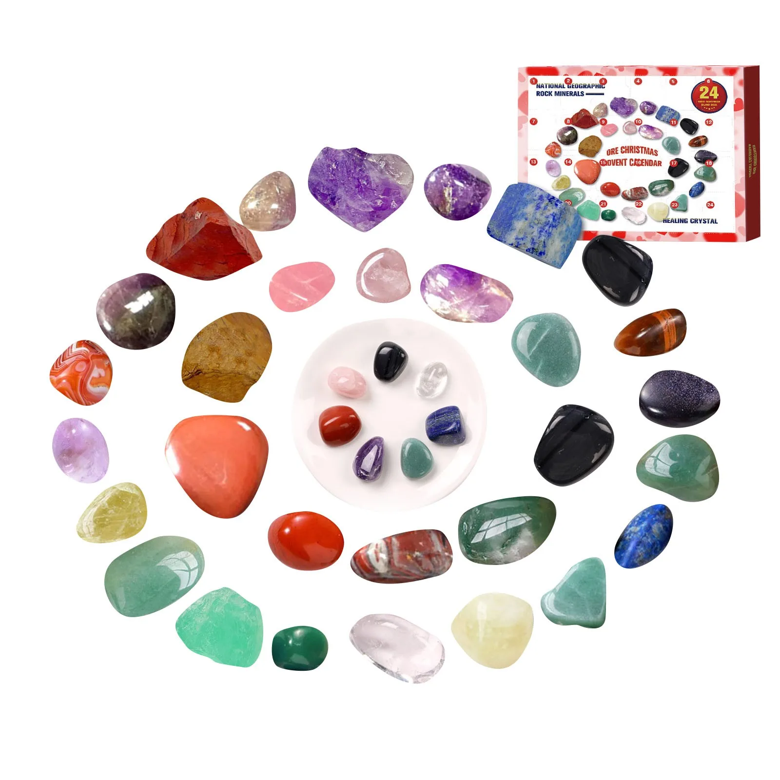 Christmas Advent Calendar for Kids Rock Collection 2025 With 24 Gemstones For Friend
