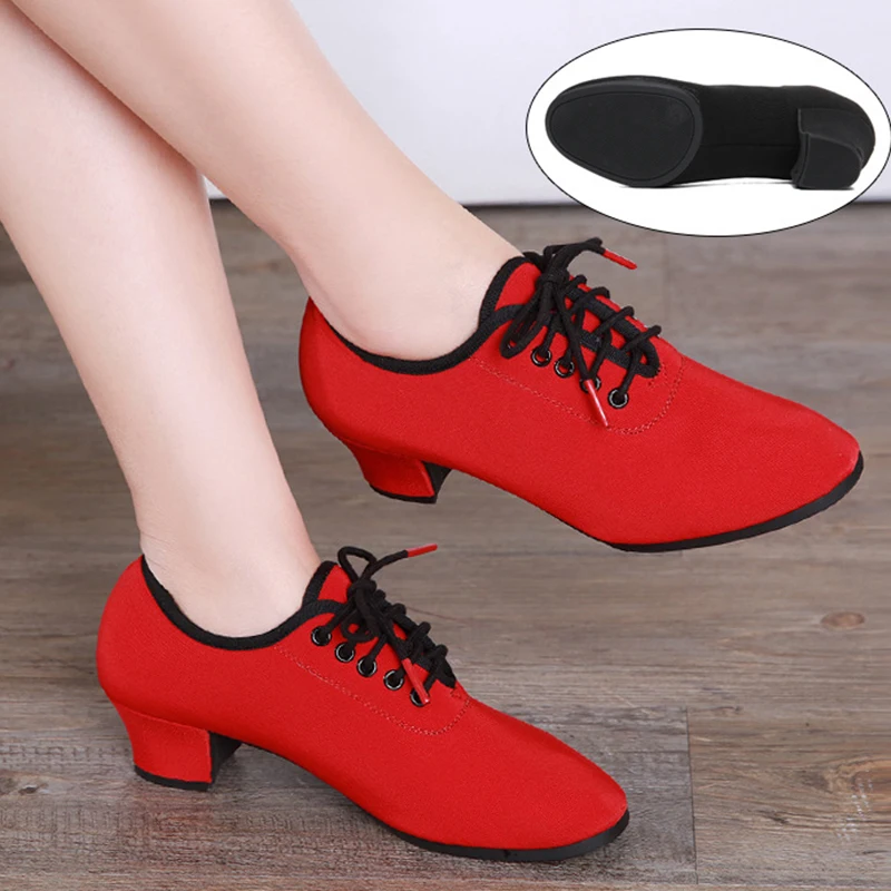 Zapatos de baile moderno para mujer, zapatillas de cuero con parte superior  y Red Twin, transpirables, para baile latino, Tango, Salsa, Jazz, blancas,  negras y rojas - AliExpress