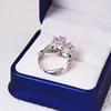 2023 Exquisite Zircon Women's Ring Pink Flowers Lady Engagement Ring Party Jewelry Peach Blossom Ring Fashion Jewelry For Women 4