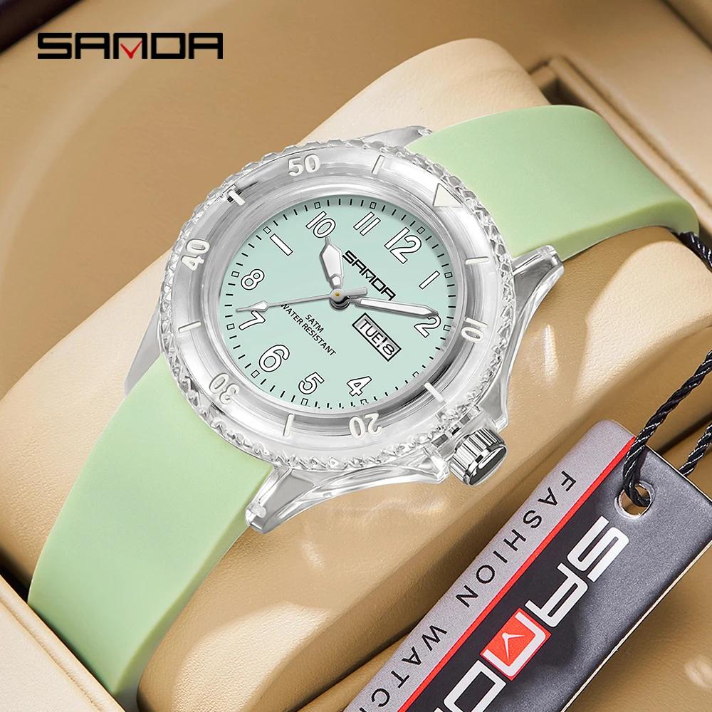 цена 2023 Sanda Brand Electronic Quartz Watch Outdoor Waterproof Simple Calendar Transparent Case Popular Quartz Watch for Children