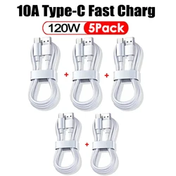 4-5Pcs Type C Usb C Super Fast Charge Data Cable 120W Quick Charger Cable for Samsung Xiaomi Huawei USB C Mobile Phone Data Cord