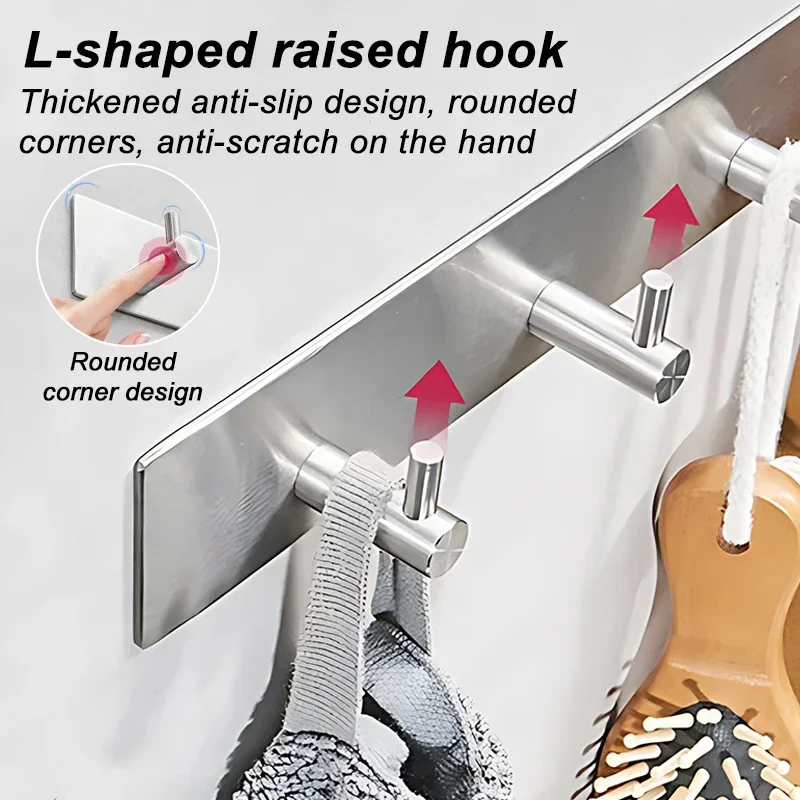 Self Adhesive Robe Hook Wall Mounted Hook Rustproof Storage Hanger Kicthen Bathroom Accessories Hanging Hooks Rack Organizer