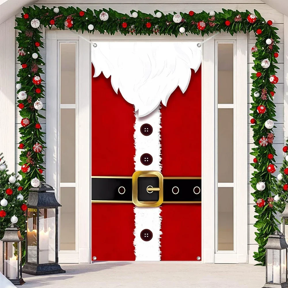 

Christmas Door Curtain 90x200cm Santa Claus Snowman Xmas Background Cloth Merry Cristmas Door Decor for Home New Year Decoration