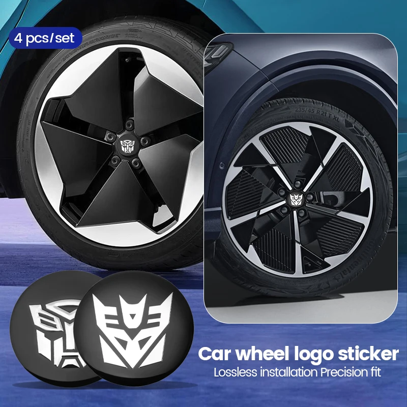 Car Styling 4Pcs 56Mm Transformers Logo Car Tire Wheel Center Hub Cap Autobots Emblem Decalcomania Badge Sticker Accessori