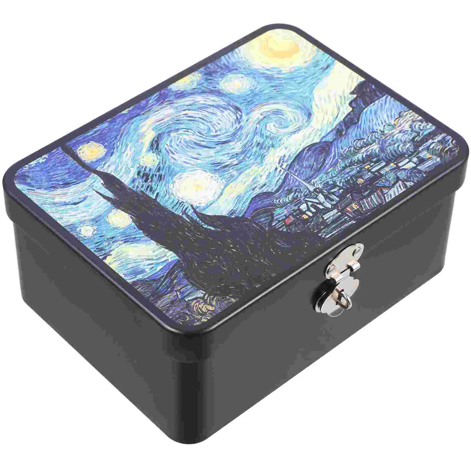 

Retro Tinplate Storage Box with Key Lock Privacy Personal Organization Compartment Xingkonghao Metal