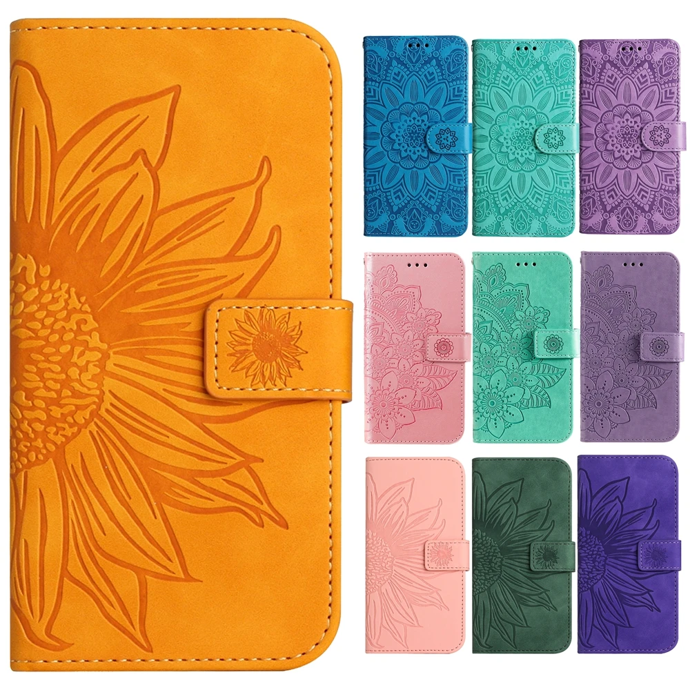 Sunflower Leather Wallet Phone Case - Flip Cover